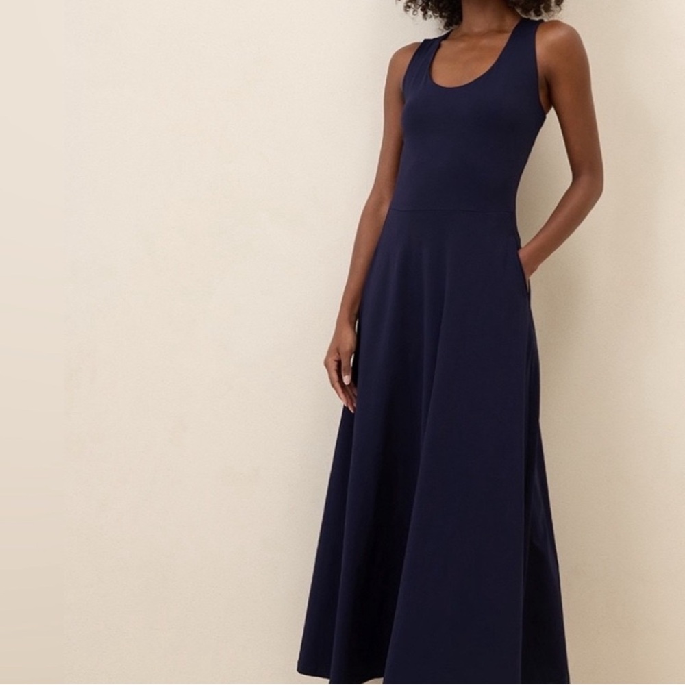 PACT Fit and Flare Open Back Maxi Dress NWT Size L